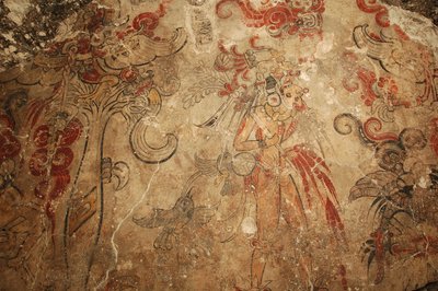 Maya; Maya-malerier; San Bartolo; Guatemala; Dr Bill Saturno, 2002 (foto) af Kenneth Garrett