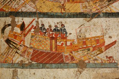 Nubisk bådscene, sorte faraoer, nubiere, Egypten, Luxor, Huys grav, vicekonge af Ku..., 2007 (foto) af Kenneth Garrett