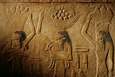 Kvinder bærer brød, fugl, ged og produkter, Tiyes grav, Egypten; Gamle Rige; Saqqa... af Kenneth Garrett