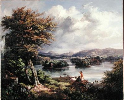 Lake of Menteith (olie på lærred) af Kenneth Macleay