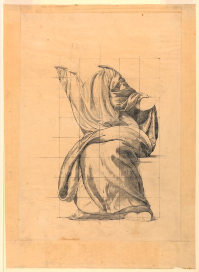 Drapery Study for Figure of Peace i "The Beneficence of the Law," Vægmaleri i Essex County Court House, Newark, New Jersey af Kenyon Cox