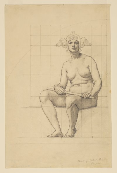 Nøgenstudie for "Det aktive liv," Lunette i administrationsbygningen, Oberlin College, Oberlin, OH af Kenyon Cox