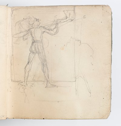 Skitsebogsside: Skitse af figur i slange af Kenyon Cox