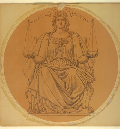 Undersøgelse for "Justice," Lunette i Hudson County Courthouse, Jersey City, NJ af Kenyon Cox