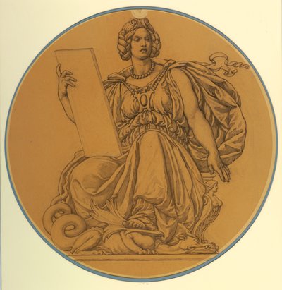 Undersøgelse for "Law," Lunette i Hudson County Courthouse, Jersey City, NJ af Kenyon Cox