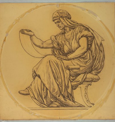 Undersøgelse for "Learning," Lunette i Hudson County Courthouse, Jersey City, NJ af Kenyon Cox
