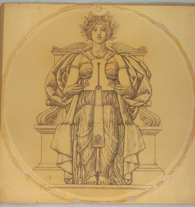 Undersøgelse for "Rectitude," Lunette i Hudson County Courthouse, Jersey City, NJ af Kenyon Cox