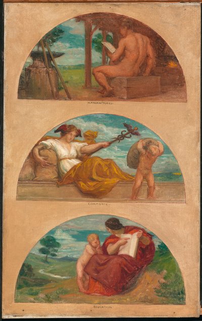 Civilisationens fremskridt: Smedjen, handel og uddannelse (vægmaleri, State Capitol, Des Moines, Iowa) af Kenyon Cox