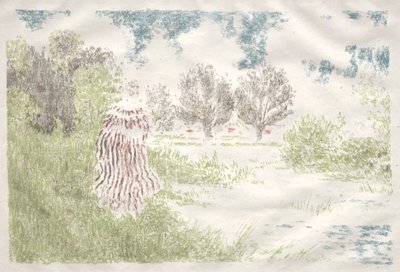 Landscapes: Woman in a Striped Dress Landscape: Woman in a Striped Dress, 1898. af Ker Xavier Roussel