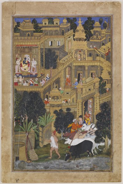 Herren Krishna i den gyldne by, ca 1586 af Kesav Kalan