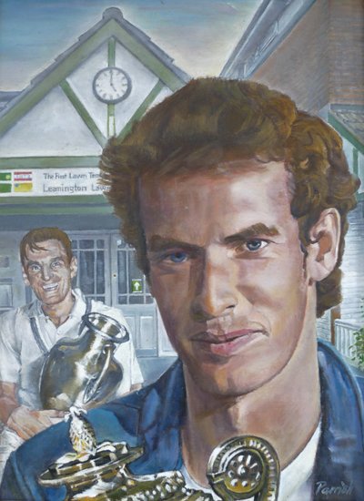 Wimbledon herremestere besøger Leamington Lawn Tennis and Squash Club (maleri) af Kevin Parrish
