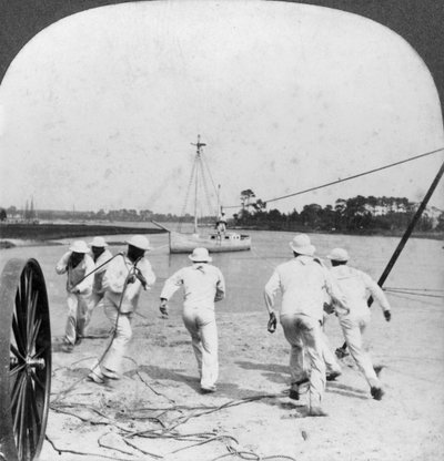 Nogle operationer af Life Saving Corps, Jamestown Exposition, Virginia, USA, 1907 af Keystone View Company