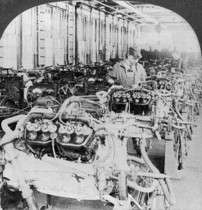 Test af motorer på en bilfabrik, Detroit, Michigan, USA, 20. århundrede af Keystone View Company