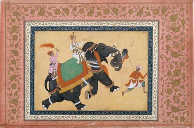Prince Riding an Elephant, 16.-17. århundrede. af Khem Karan