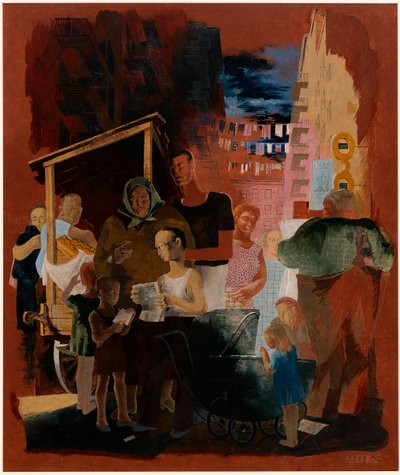 Scener fra New York--Lower East Side (vægmaleri, Madison Square Postal Station, New York City) af Kindred McLeary