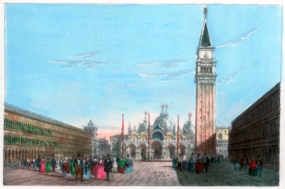 Markuspladsen, Venedig, Italien, 1800-tallet. af Kirchmayr