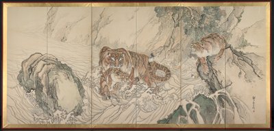Tiger familie af Kishi Ganku