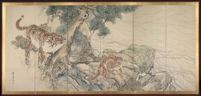 Tiger familie af Kishi Ganku