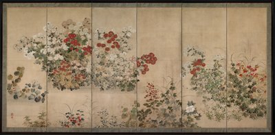 Blomster fra de fire årstider, midten af 1600-tallet. af Kitagawa Sosetsu