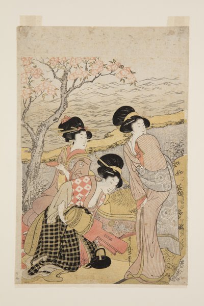 A Sake Party by the Sea (træbloktryk i farver) af Kitagawa Utamaro