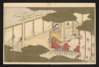 En retsscene sat i sneen af Kitagawa Utamaro