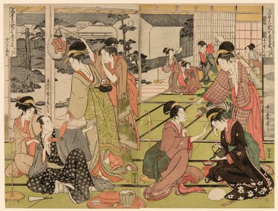 En CT selv fra Te Series "Te Chu Bedding Drama Paro Wisdom db af Fa Net s Beautiers (Old Name Beauty Likened Chu Bedding 2 Trees Kudzu Tree)" af Kitagawa Utamaro