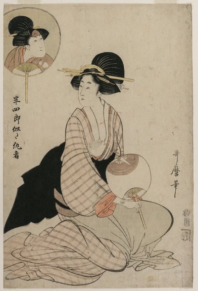 En attraktiv kvinde, der ligner skuespilleren Iwai Hanshiro V, 1806. af Kitagawa Utamaro