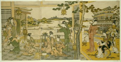 Kinesiske skønheder ved en banket af Kitagawa Utamaro