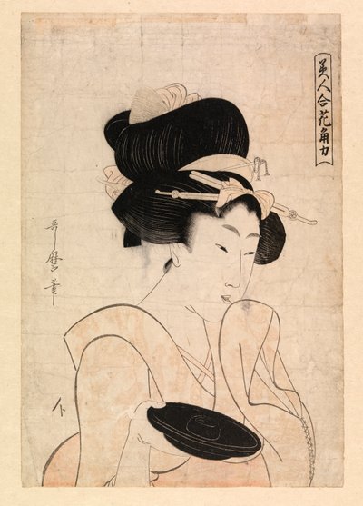 Courtesane med en sakekop, ca. 1790-1806 (farvetræsnit) af Kitagawa Utamaro