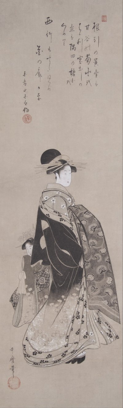 Kurtisane i procession af Kitagawa Utamaro