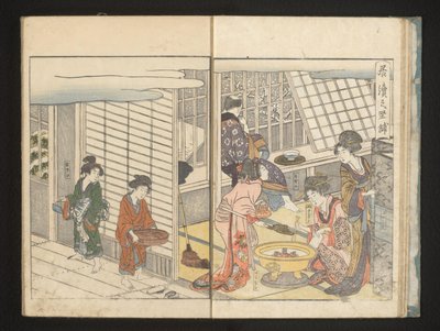 Kurtisaner og gæst om vintermorgenen af Kitagawa Utamaro