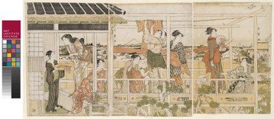 Tørring af tøj af Kitagawa Utamaro