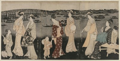 Nyder aftenen kølig langs Sumida-floden, ca. 1797-98. af Kitagawa Utamaro