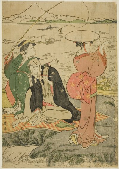 Fiskeri ved Iwaya, Enoshima af Kitagawa Utamaro