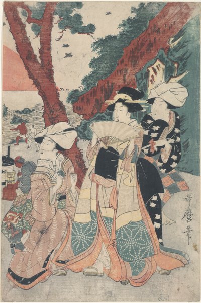 Futamigaura Beach ved det nye år af Kitagawa Utamaro