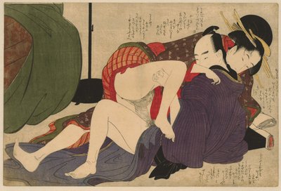 Geisha og hendes elsker Negai no itoguchi (serietitel) af Kitagawa Utamaro
