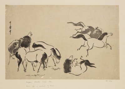 Heste (træblok i farver) af Kitagawa Utamaro