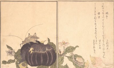 En snegl i viften d S, en snegl i regningen. . . , 1788. af Kitagawa Utamaro