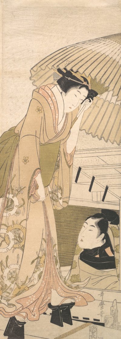 wangjin g-s tag member tee med snemole, 1800. af Kitagawa Utamaro