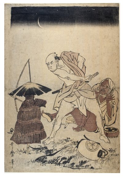 Mand truer fugleskræmsel på en mørk nat, ca. 1758-1806 (træbloktryk uden papir) af Kitagawa Utamaro
