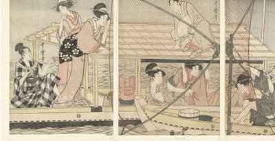 Natligt fiskeri af Kitagawa Utamaro