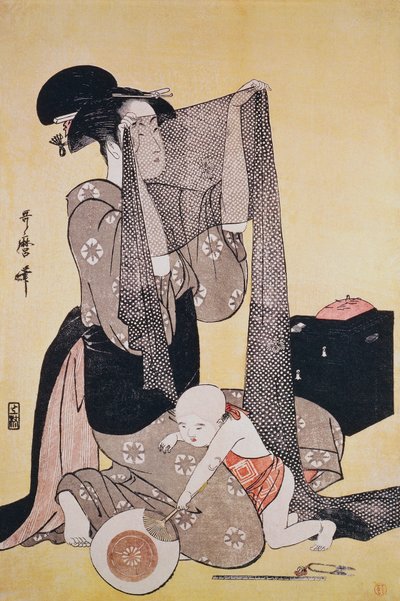 Håndarbejde, ca 1794, af Kitagawa Utamaro (1753-1806), træsnit, Japan, Edo-perioden af Kitagawa Utamaro