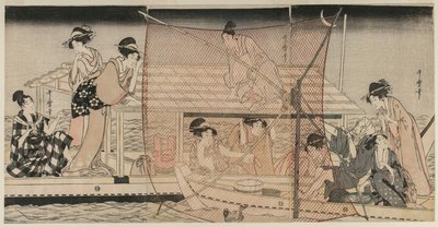 Netfiskeri om natten på Sumida-floden, ca. 1800. af Kitagawa Utamaro