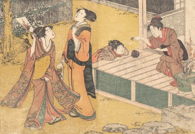 Nytårsspil, fra den trykte bog Flowers of the Four Seasons Shiki no hana, 1801. af Kitagawa Utamaro