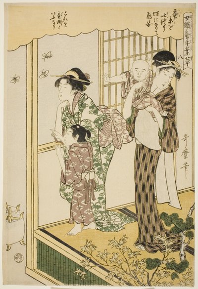 nr. 8 (hachi), fra serien "Women Engaged in the Sericulture Industry (Joshoku kaiko tewaza-gusa)" af Kitagawa Utamaro