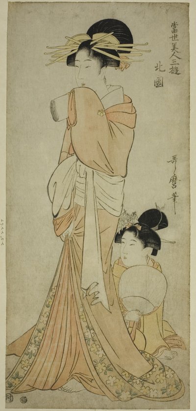 Northern Quarter (Hokkoku), fra serien "Three Amusements of Contemporary Beautys (Tosei bijin sanyu)" af Kitagawa Utamaro