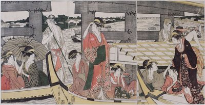 På toppen og under Ryogoku Bridge, ca. 1796 af Kitagawa Utamaro