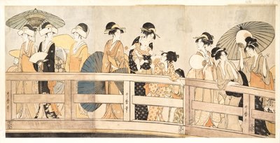 På toppen og under Ryogoku-broen, ca. 1800 af Kitagawa Utamaro