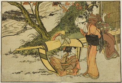 Udflugt for at se ahorn i efteråret, fra den illustrerede bog "Picture Book: Flowers of the Four Seasons (Ehon shiki no hana)," vol. 2 af Kitagawa Utamaro