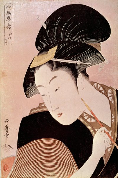 Portræt af kvinde japansk tryk af Utamaro Kitagawa (1753-1806) af Kitagawa Utamaro